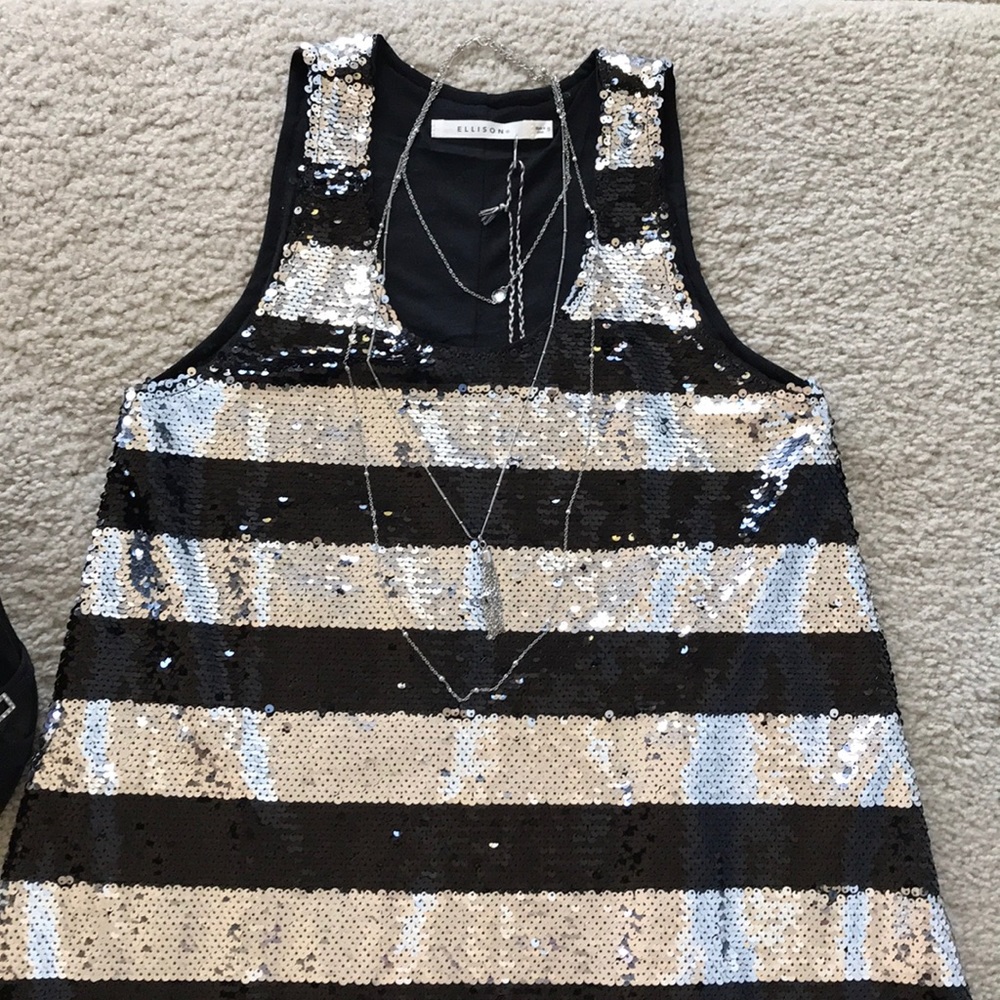 Black & Silver Stripe Sequin Dress - Picture 4 of 8